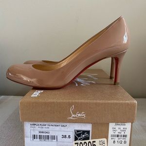 Louboutin Beige Patent Leather Heels